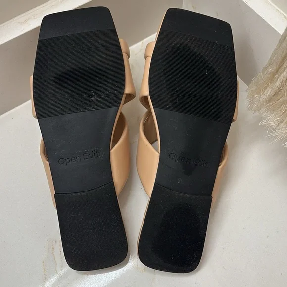 Open Edit size 8 Tan Women's Sandal slides EUC - Picture 5 of 10